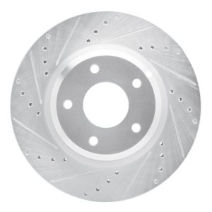 Pontiac GTO Brake Rotors (1) - Front Left - R1 Concepts - Drilled & Slotted - Silver - `05-`06